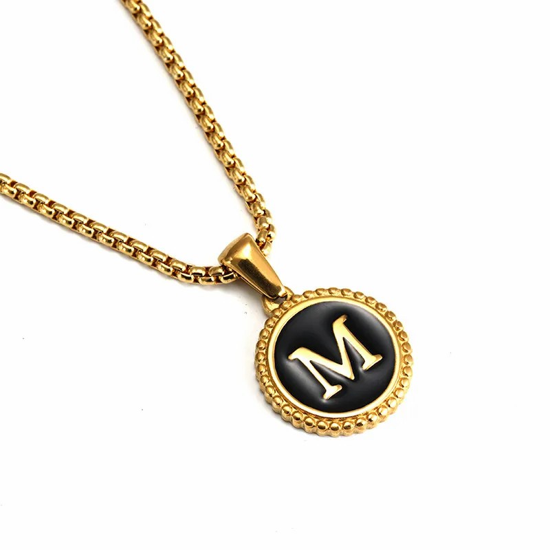 Casual Modern Style Letter Stainless Steel Enamel Plating 18K Gold Plated Pendant Necklace_colorza_1