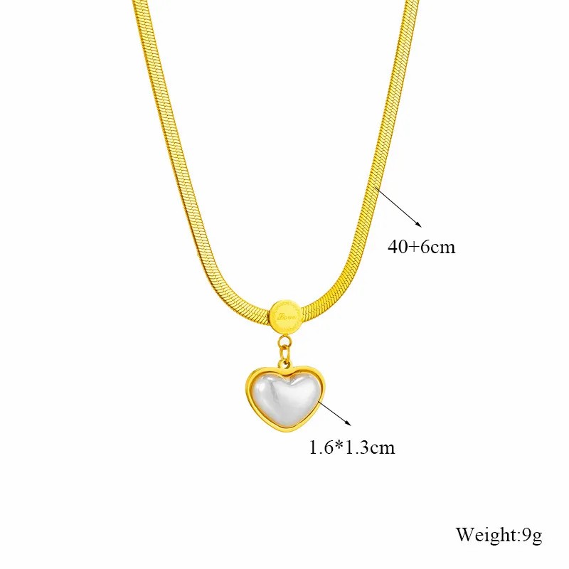 Elegant Heart Shape Titanium Steel Plating Inlay Acrylic 18K Gold Plated Pendant Necklace_colorza_5