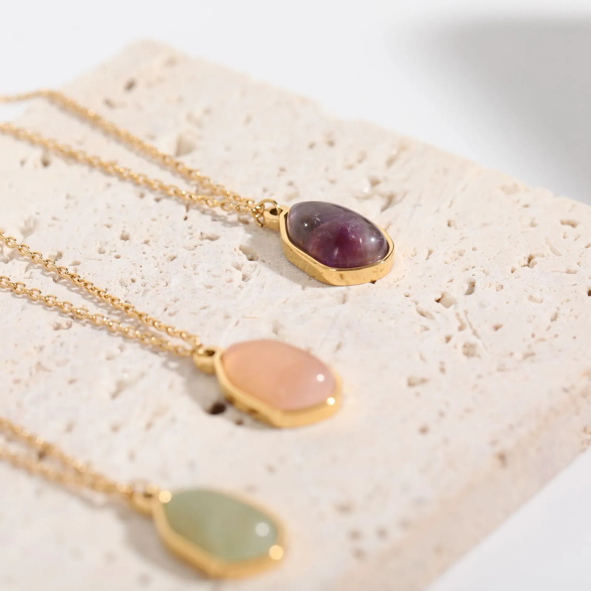 Retro Streetwear Irregular Geometric Stainless Steel Plating Titanium Steel 18K Gold Plated Pendant Necklace Long Necklace_colorza_3