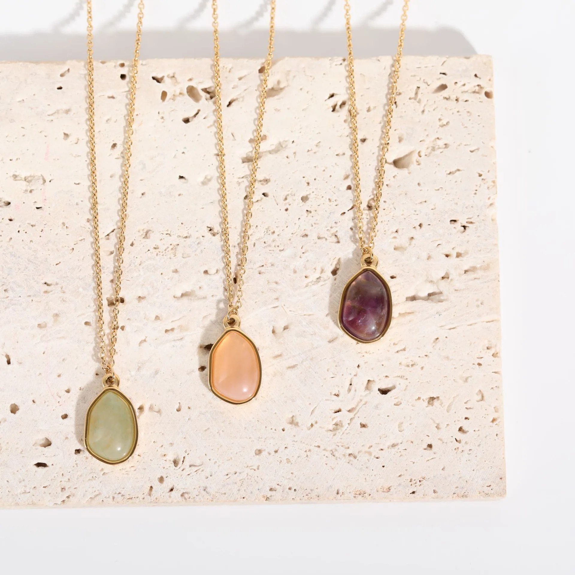 Retro Streetwear Irregular Geometric Stainless Steel Plating Titanium Steel 18K Gold Plated Pendant Necklace Long Necklace_colorza_5