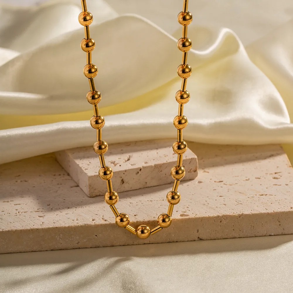 Retro Ball Stainless Steel Plating 18K Gold Plated Necklace_colorza_3