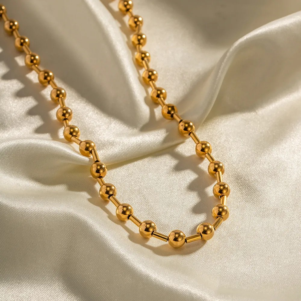 Retro Ball Stainless Steel Plating 18K Gold Plated Necklace_colorza_5