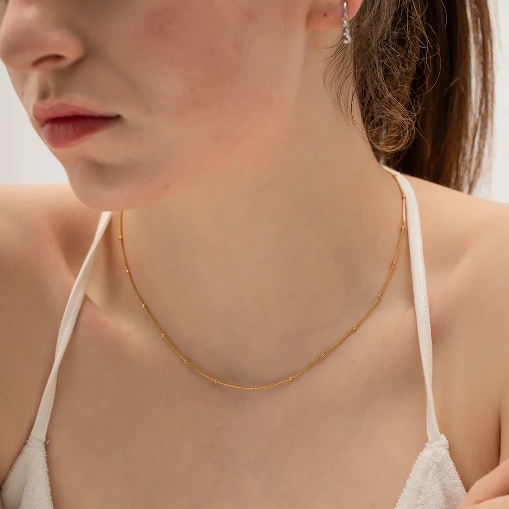 Simple Style Round Stainless Steel Plating 18K Gold Plated Necklace_colorza_1