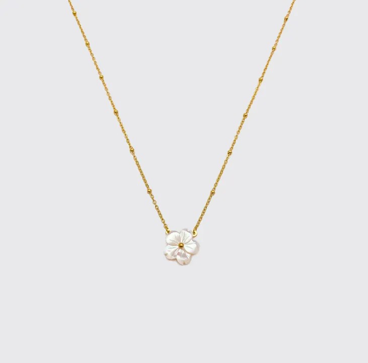Lady Flower Titanium Steel Plating 18K Gold Plated Pendant Necklace_colorza_2