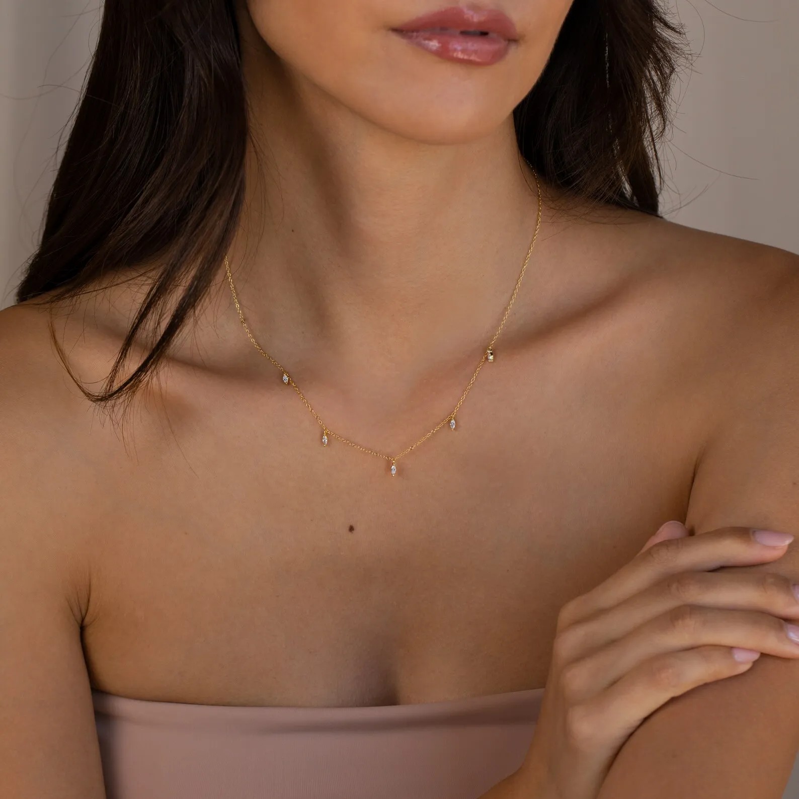 Simple Style Solid Color Titanium Steel Plating Inlay Zircon 18K Gold Plated Necklace_colorza_3