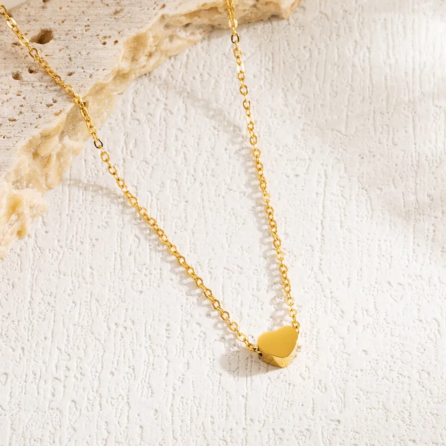 INS Style Sweet Artistic Heart Shape Flower Boots Stainless Steel Enamel Plating Carving 18K Gold Plated Pendant Necklace_colorza_5