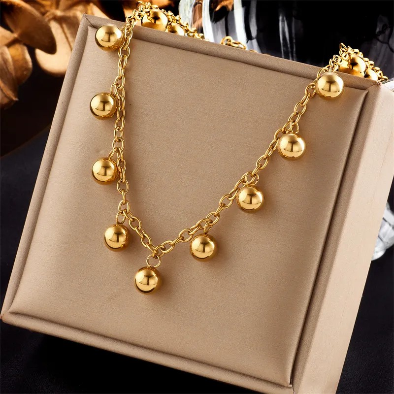 Casual Simple Style Ball Titanium Steel Plating 18K Gold Plated Necklace_colorza_1