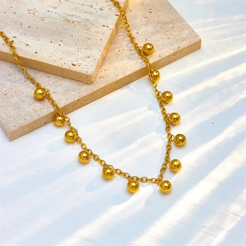 Casual Simple Style Ball Titanium Steel Plating 18K Gold Plated Necklace_colorza_2