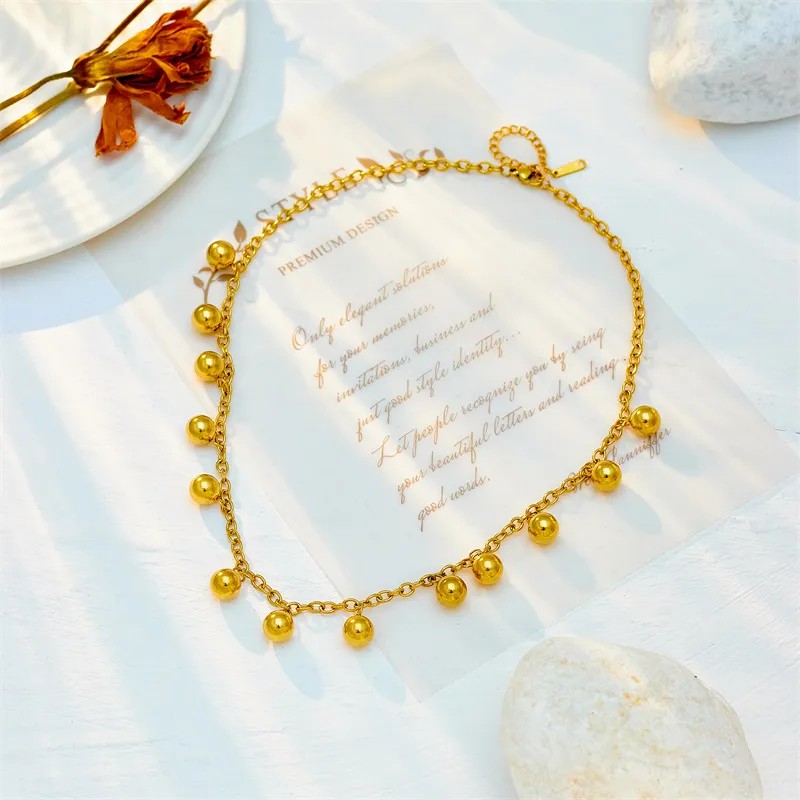 Casual Simple Style Ball Titanium Steel Plating 18K Gold Plated Necklace_colorza_3