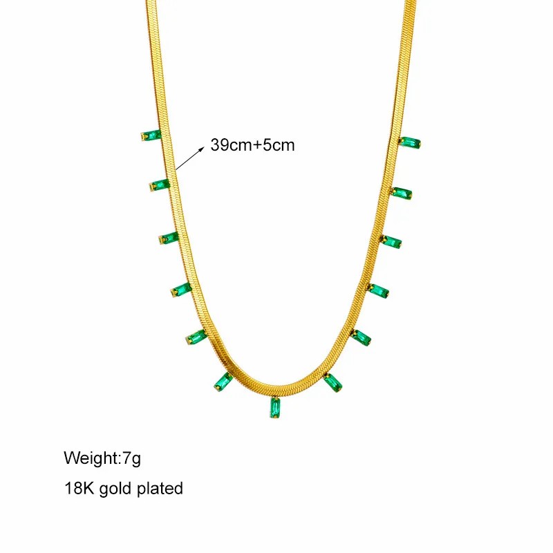 Casual Retro Rectangle Titanium Steel Plating Inlay Artificial Rhinestones 18K Gold Plated Necklace_colorza_4