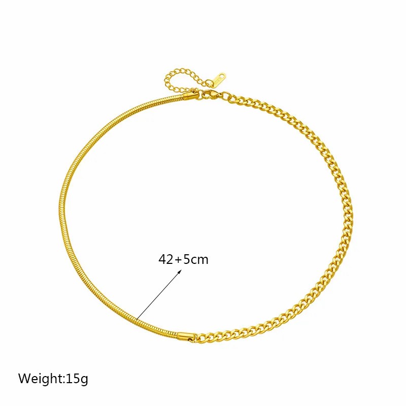 Casual Color Block Titanium Steel Plating 18K Gold Plated Necklace_colorza_4