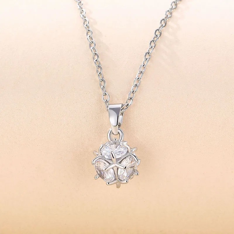 Elegant Round Stainless Steel Plating Inlay Zircon 18K Gold Plated Pendant Necklace_colorza_2