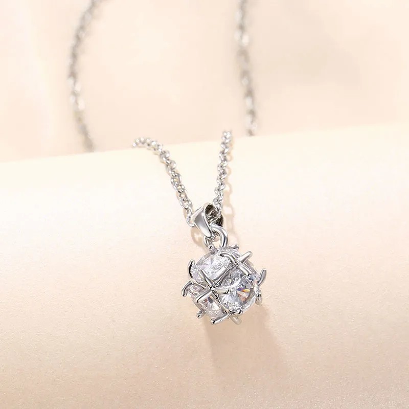 Elegant Round Stainless Steel Plating Inlay Zircon 18K Gold Plated Pendant Necklace_colorza_3