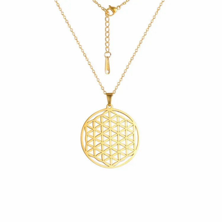 Simple Style British Style Symbol Stainless Steel Hollow Out Pendant Necklace_colorza_1
