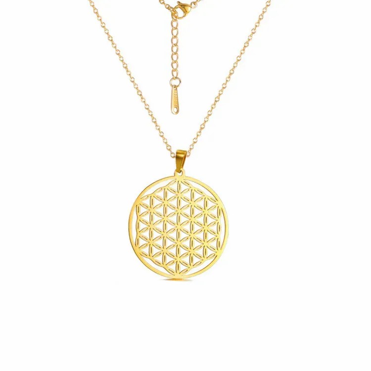Simple Style British Style Symbol Stainless Steel Hollow Out Pendant Necklace_colorza_2