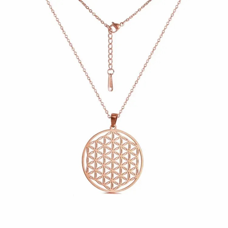 Simple Style British Style Symbol Stainless Steel Hollow Out Pendant Necklace_colorza_3