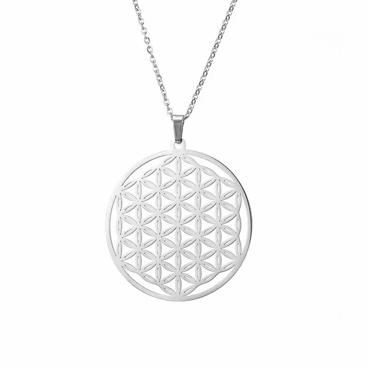 Simple Style British Style Symbol Stainless Steel Hollow Out Pendant Necklace_colorza_4