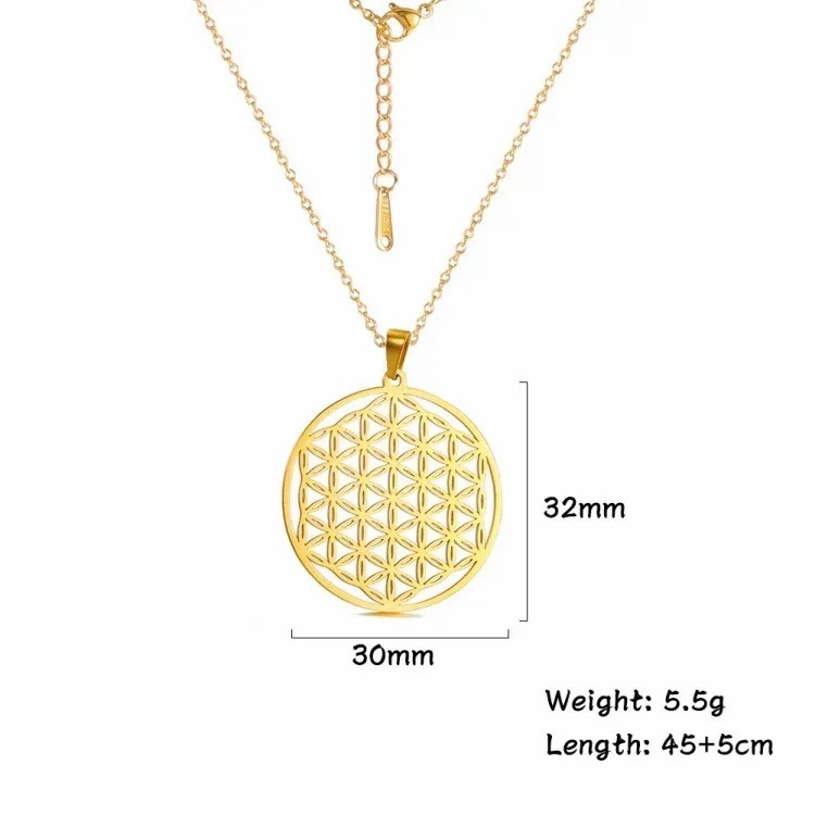 Simple Style British Style Symbol Stainless Steel Hollow Out Pendant Necklace_colorza_6