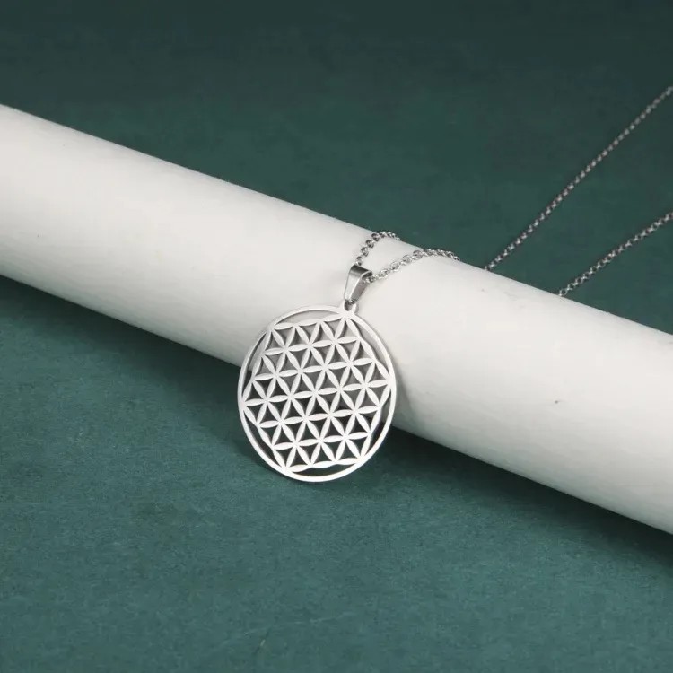 Simple Style British Style Symbol Stainless Steel Hollow Out Pendant Necklace_colorza_8