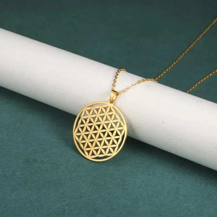 Simple Style British Style Symbol Stainless Steel Hollow Out Pendant Necklace_colorza_9
