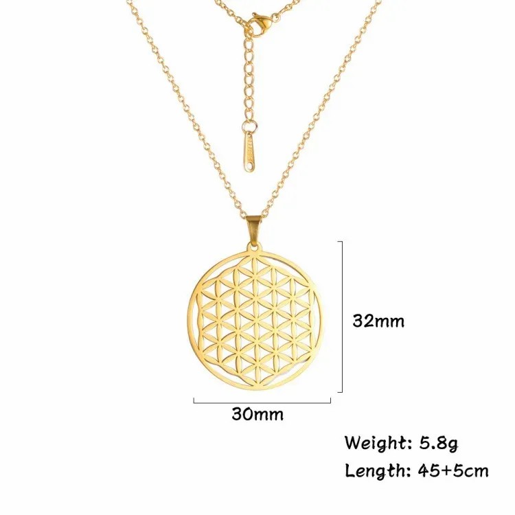 Simple Style British Style Symbol Stainless Steel Hollow Out Pendant Necklace_colorza_10