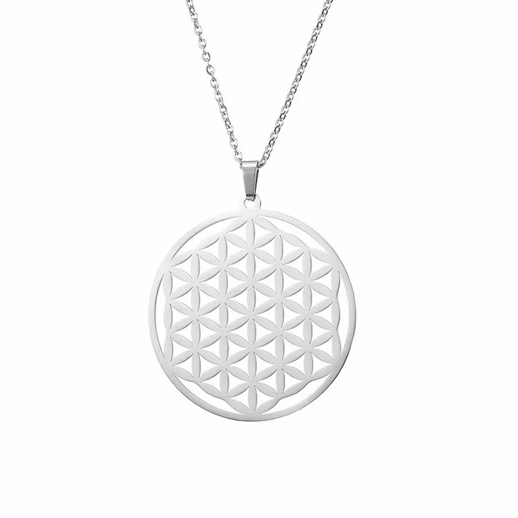 Simple Style British Style Symbol Stainless Steel Hollow Out Pendant Necklace_colorza_12
