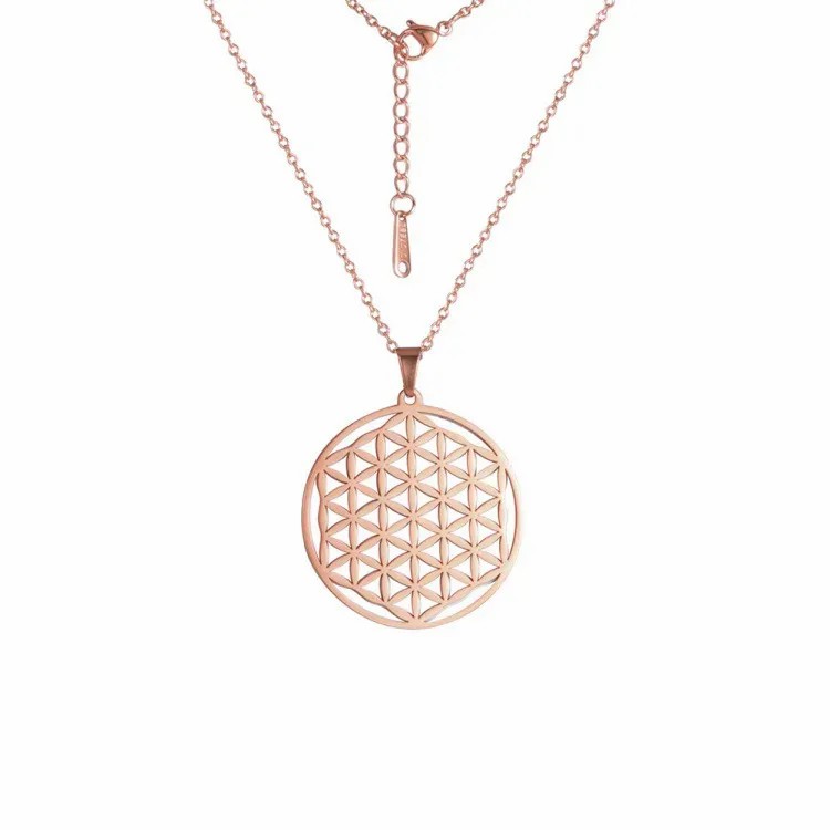 Simple Style British Style Symbol Stainless Steel Hollow Out Pendant Necklace_colorza_13