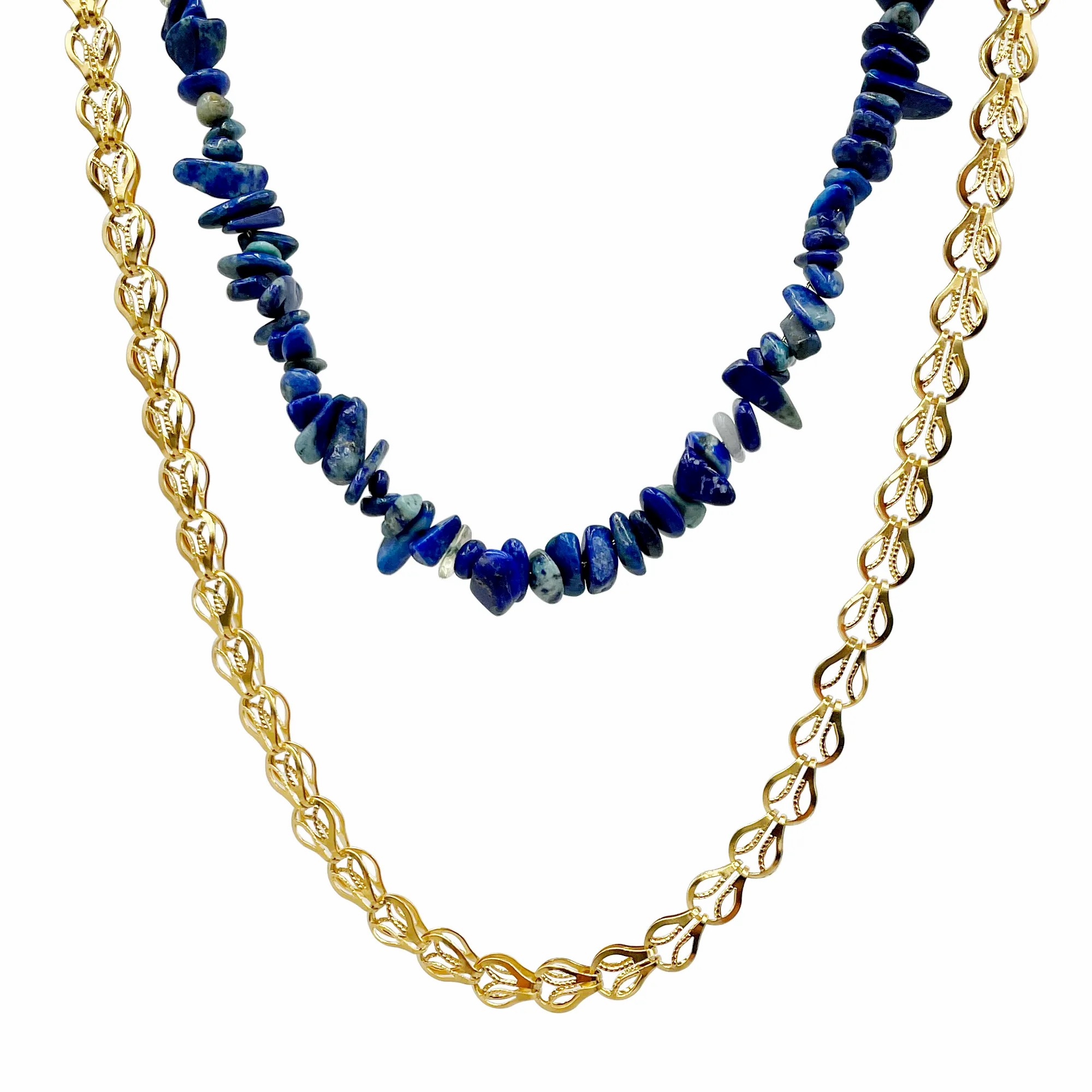Casual Irregular Stainless Steel Plating Hollow Out Natural Stone Gold Plated Necklace_colorza_4