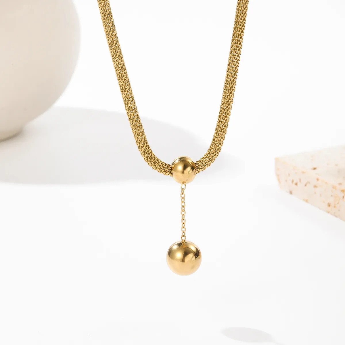 Vintage Style Streetwear Round Stainless Steel Polishing Plating 14K Gold Plated Pendant Necklace_colorza_1