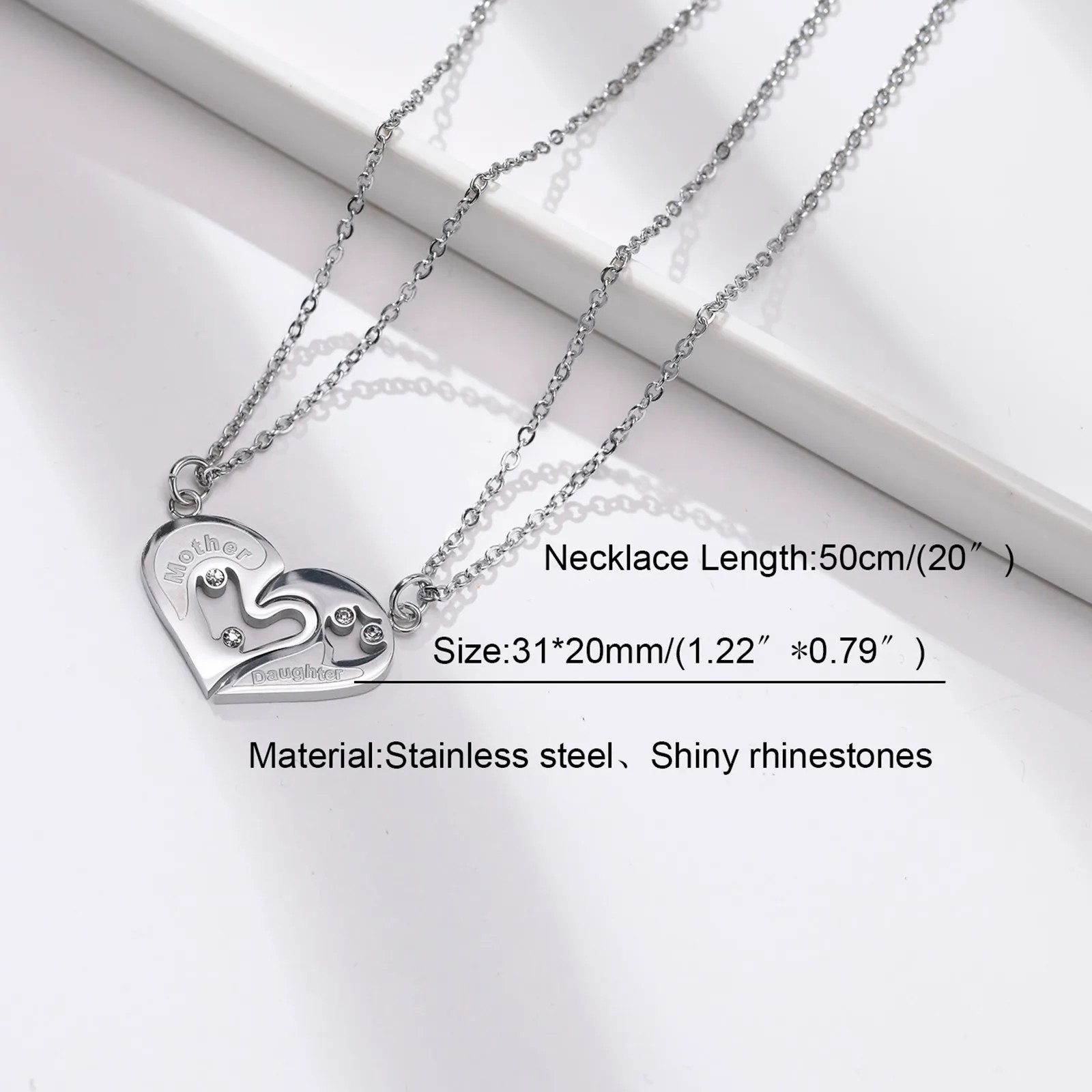 MAMA Simple Style Letter Stainless Steel Inlay Zircon Pendant Necklace_colorza_2