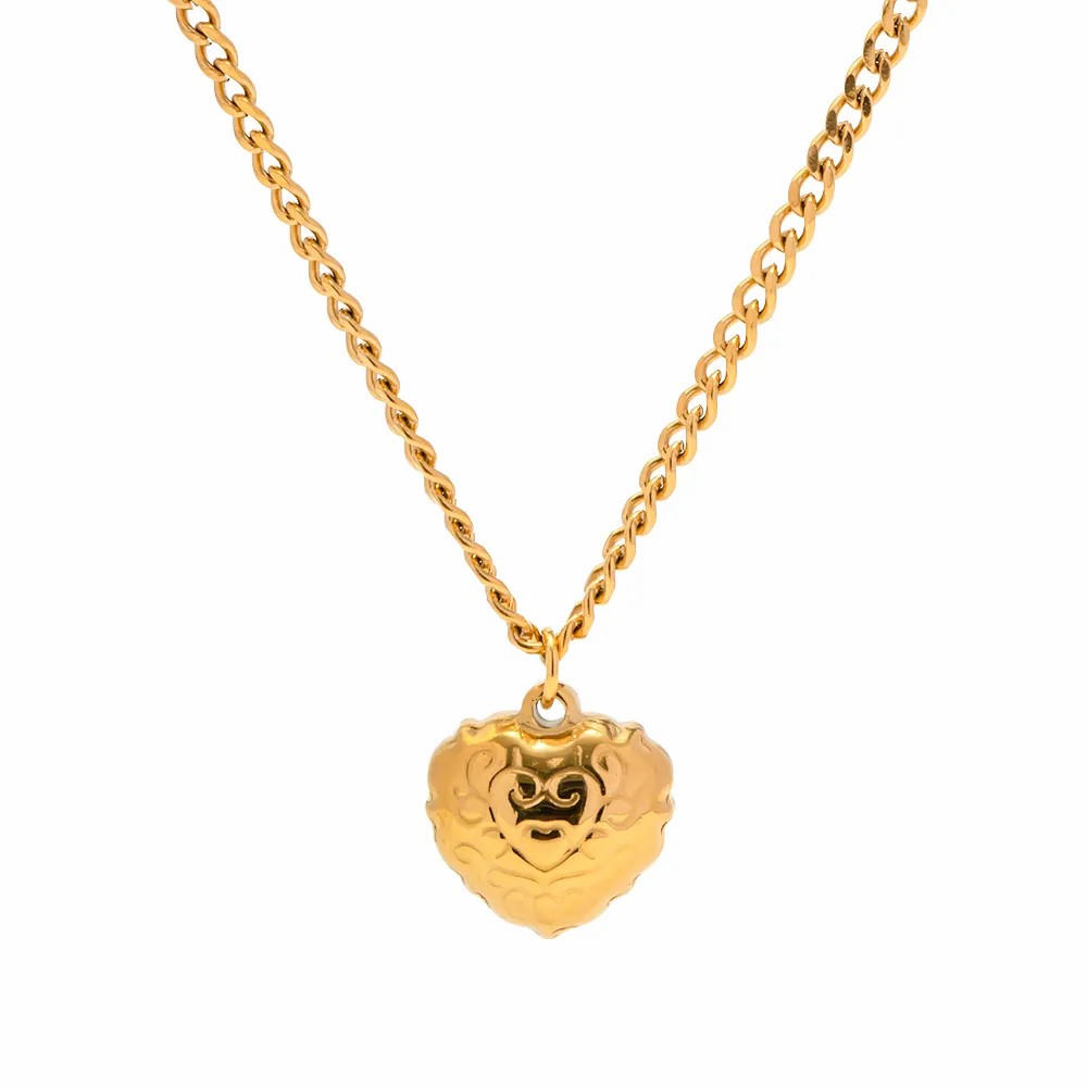 INS Style Heart Shape Stainless Steel Inlay Shell 18K Gold Plated Pendant Necklace_colorza_2
