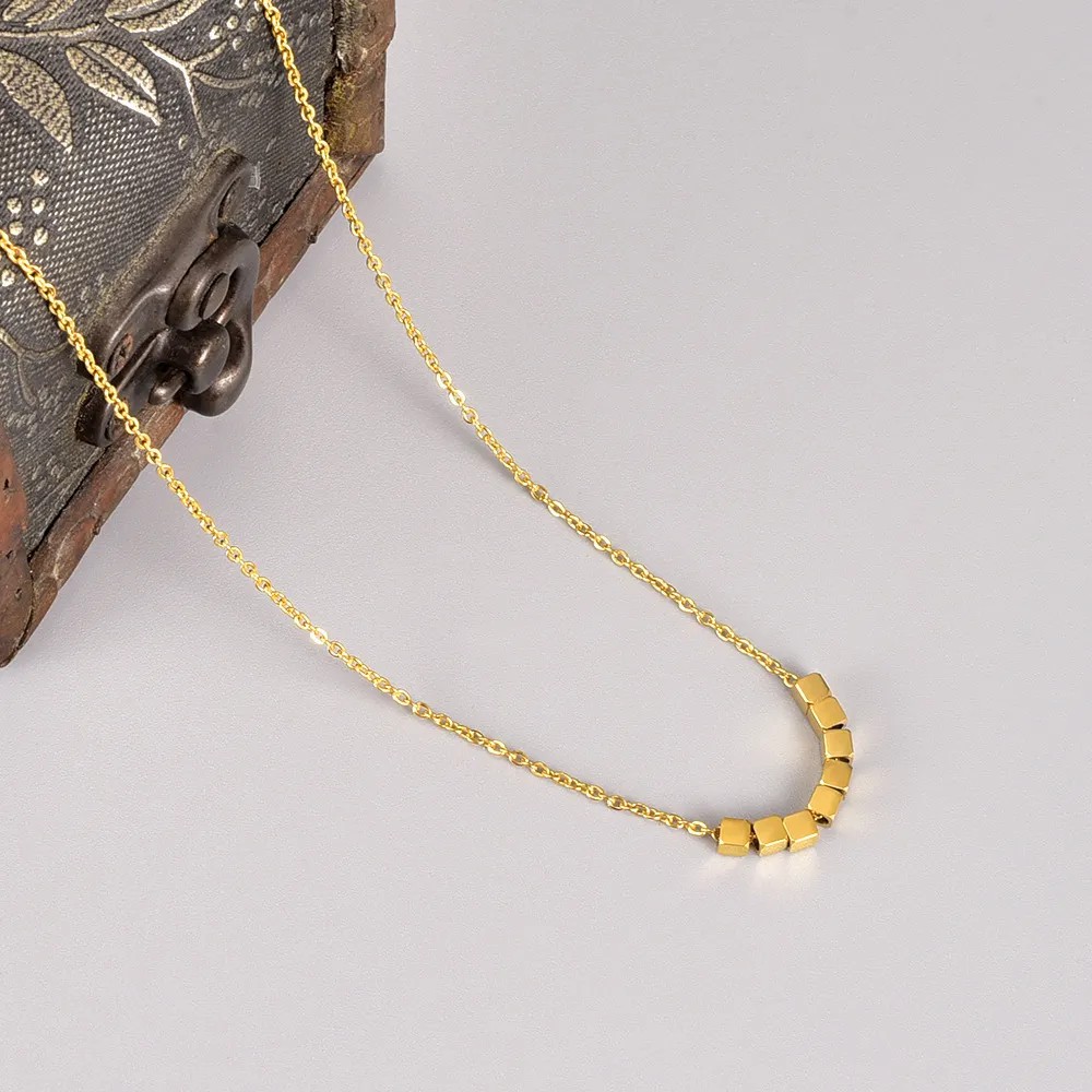 Casual Simple Style Square Titanium Steel Plating 18K Gold Plated Necklace_colorza_1
