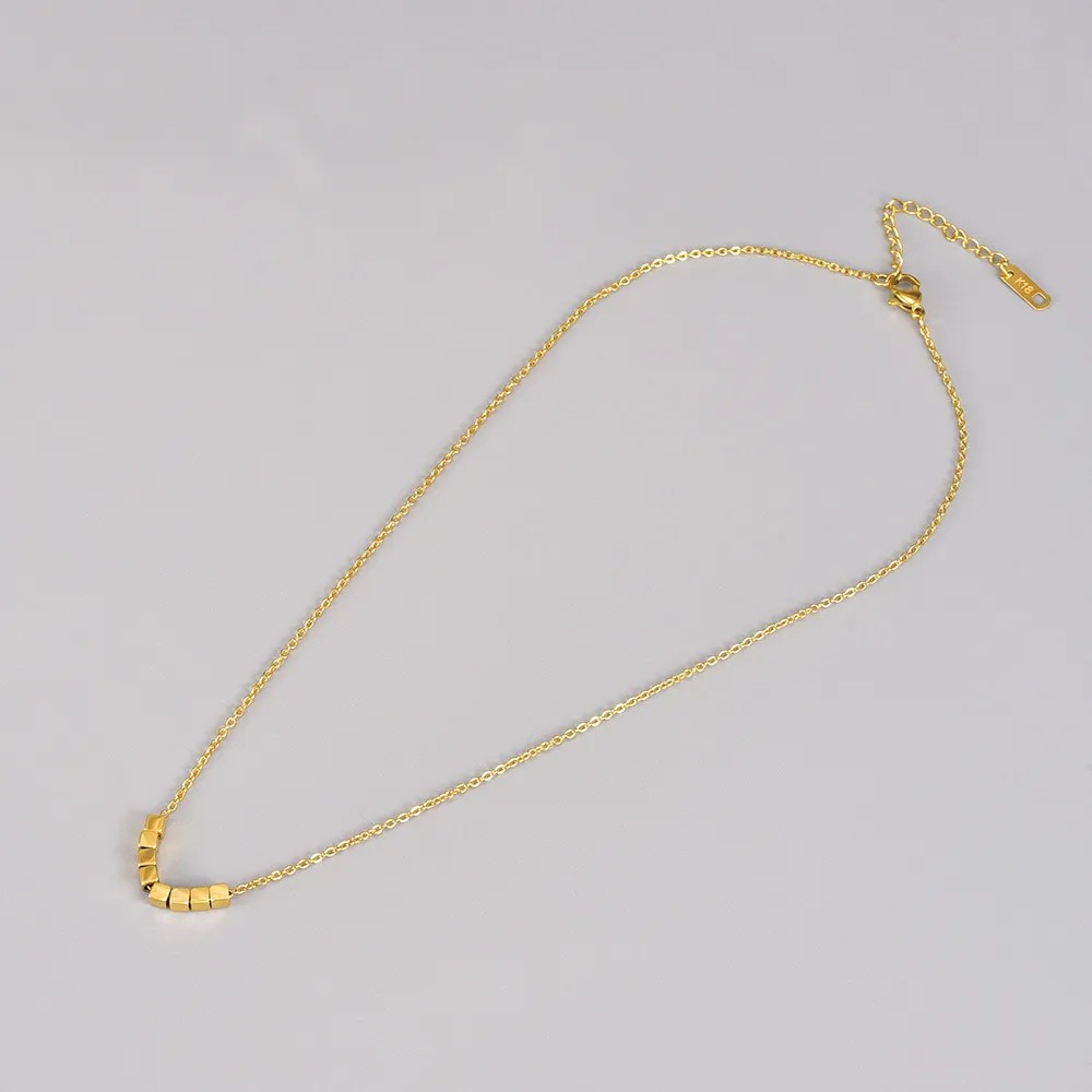 Casual Simple Style Square Titanium Steel Plating 18K Gold Plated Necklace_colorza_2