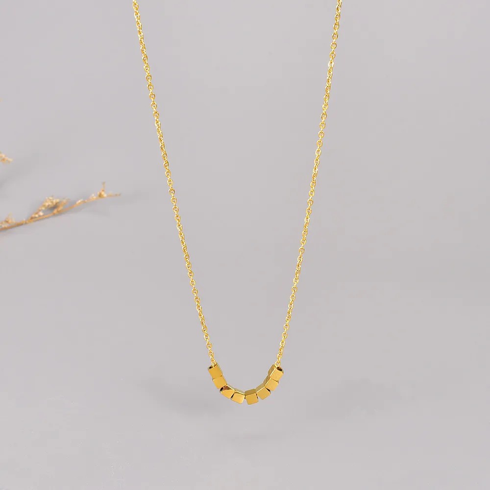 Casual Simple Style Square Titanium Steel Plating 18K Gold Plated Necklace_colorza_3