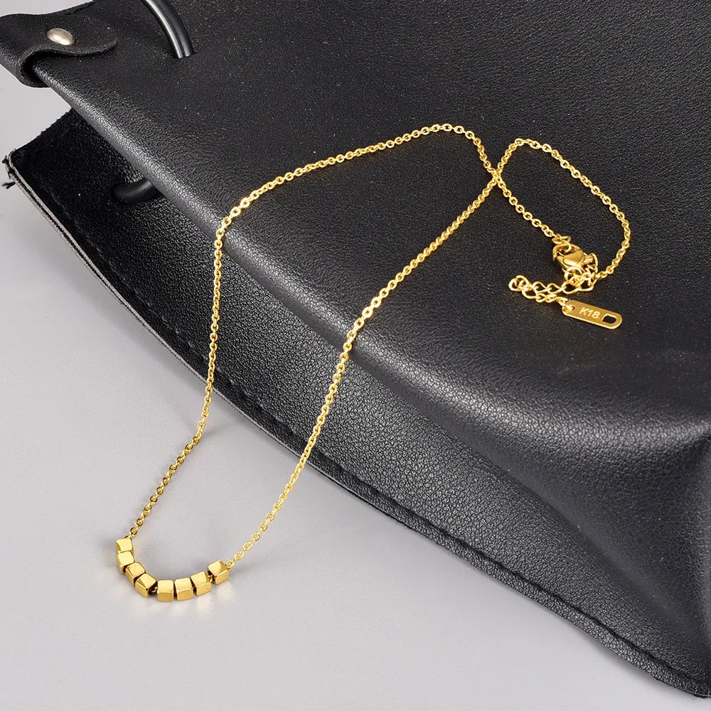 Casual Simple Style Square Titanium Steel Plating 18K Gold Plated Necklace_colorza_5