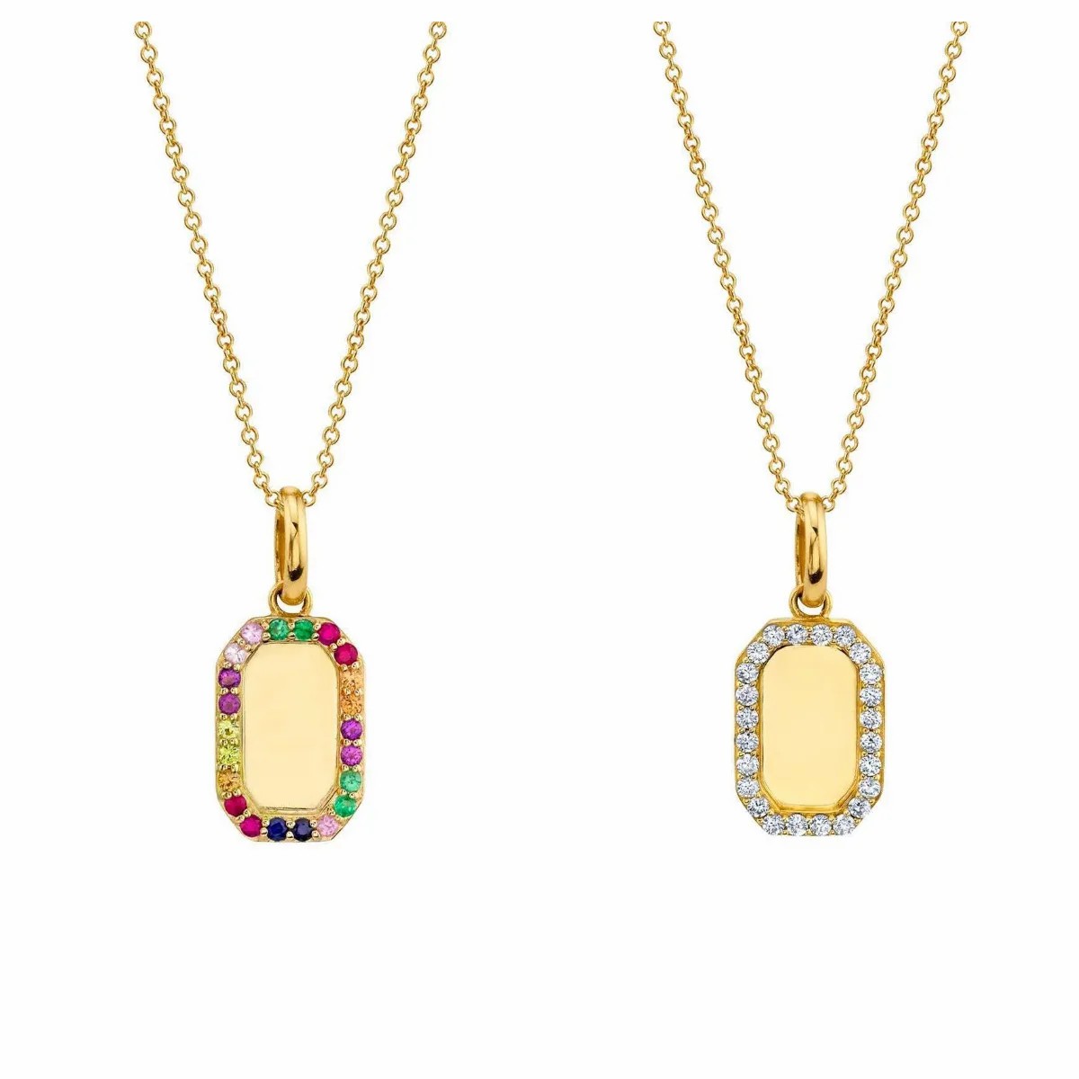 Retro Square Titanium Steel Plating Inlay Rhinestones 18K Gold Plated Pendant Necklace_colorza_2
