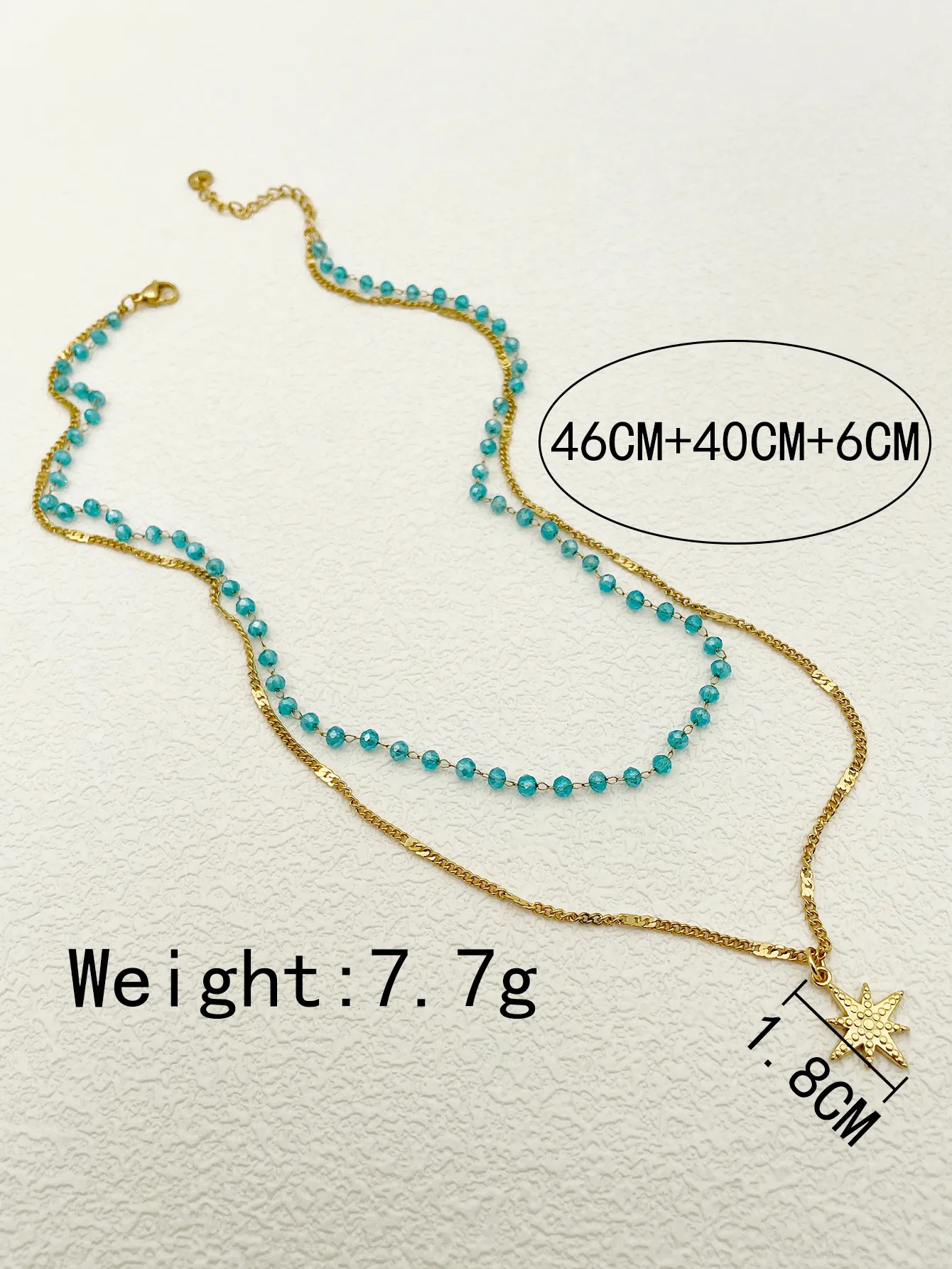 Vintage Style Star Stainless Steel Beaded Metal Plating Gold Plated Layered Necklaces_colorza_3