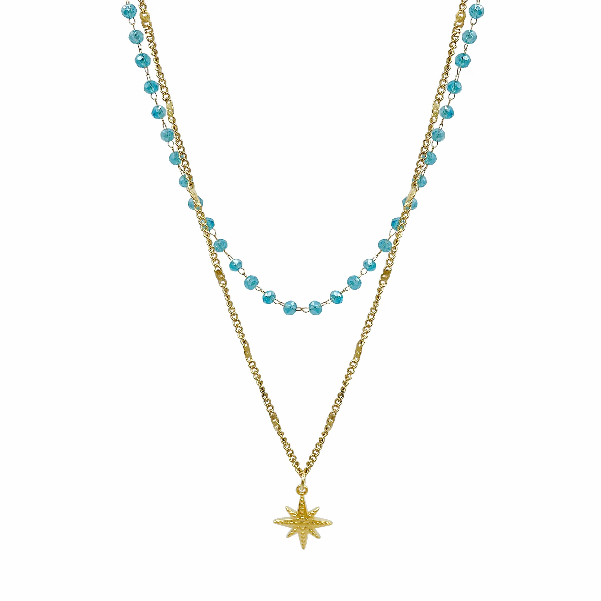 Vintage Style Star Stainless Steel Beaded Metal Plating Gold Plated Layered Necklaces_colorza_4