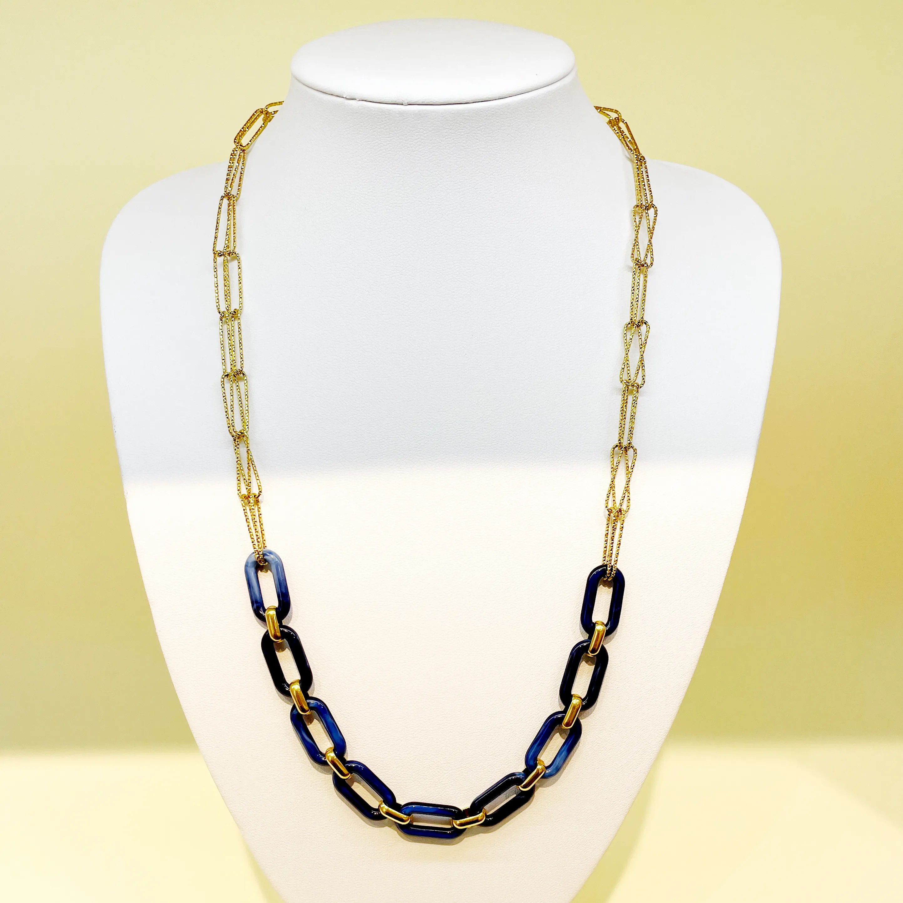 Casual Modern Style Color Block Stainless Steel Arylic Metal Patchwork Plating Gold Plated Necklace_colorza_3