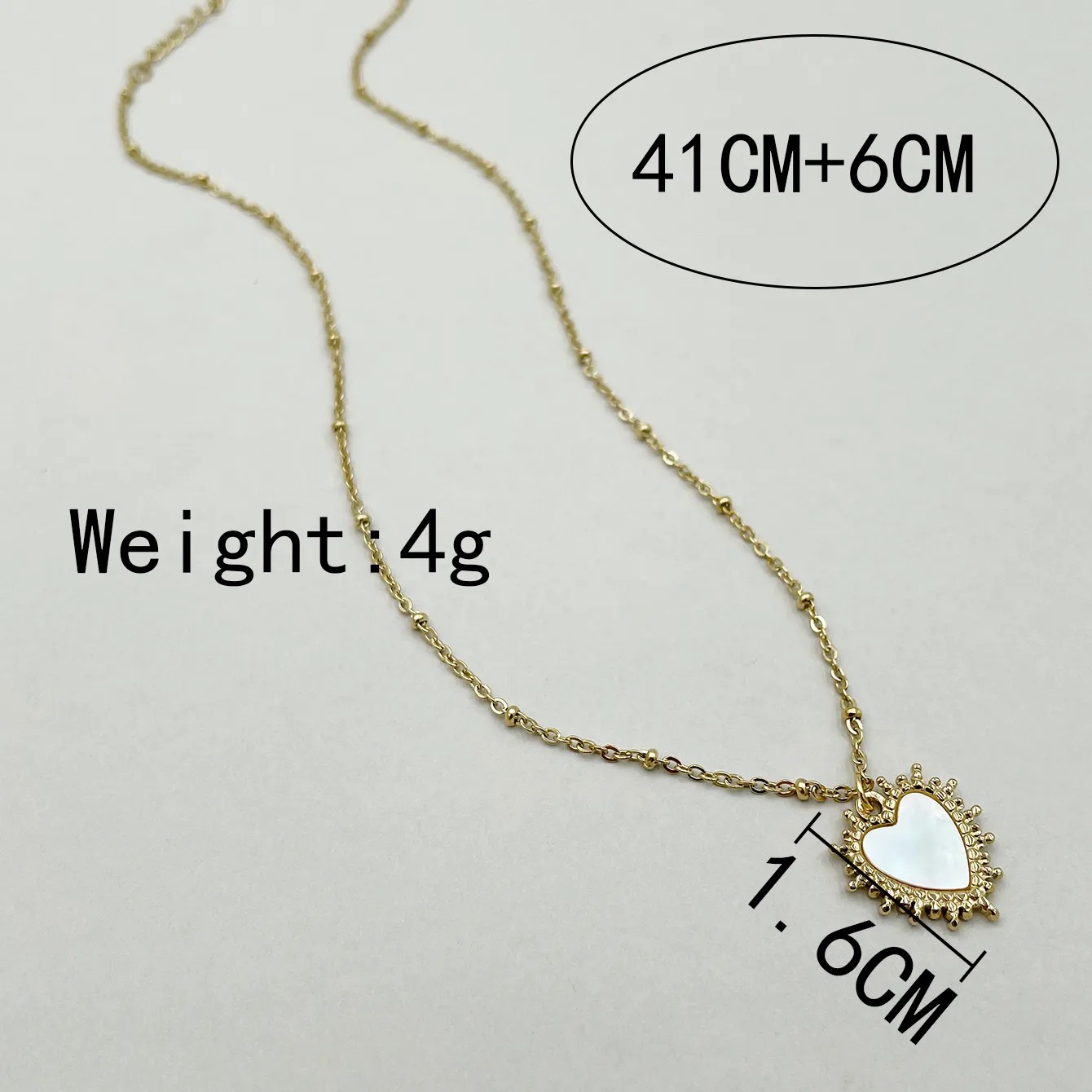 Basic Simple Style Heart Shape Stainless Steel Plating Inlay Shell Gold Plated Pendant Necklace_colorza_3