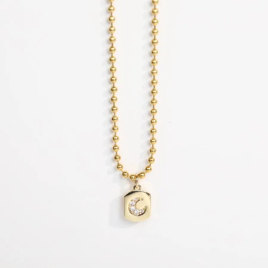 Retro Moon Titanium Steel Plating Titanium Steel 18K Gold Plated Pendant Necklace_colorza_1
