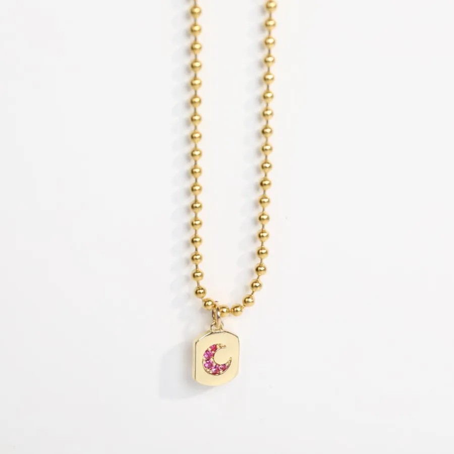 Retro Moon Titanium Steel Plating Titanium Steel 18K Gold Plated Pendant Necklace_colorza_2