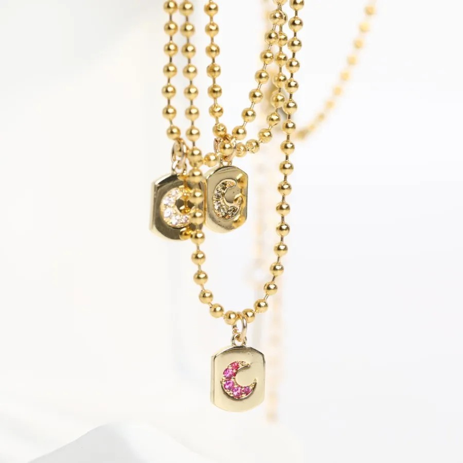Retro Moon Titanium Steel Plating Titanium Steel 18K Gold Plated Pendant Necklace_colorza_3