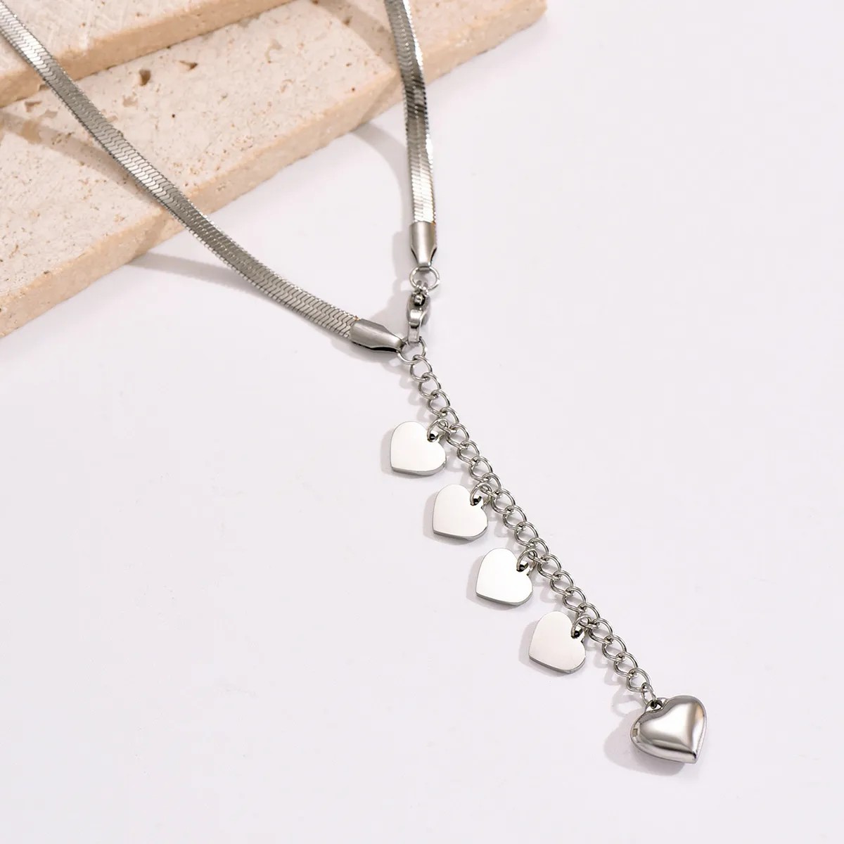 Simple Style Heart Shape Stainless Steel Polishing Pendant Necklace_colorza_1