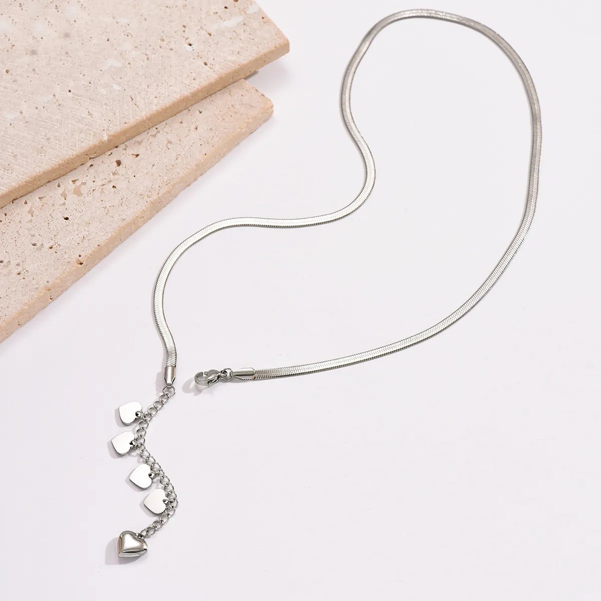 Simple Style Heart Shape Stainless Steel Polishing Pendant Necklace_colorza_2