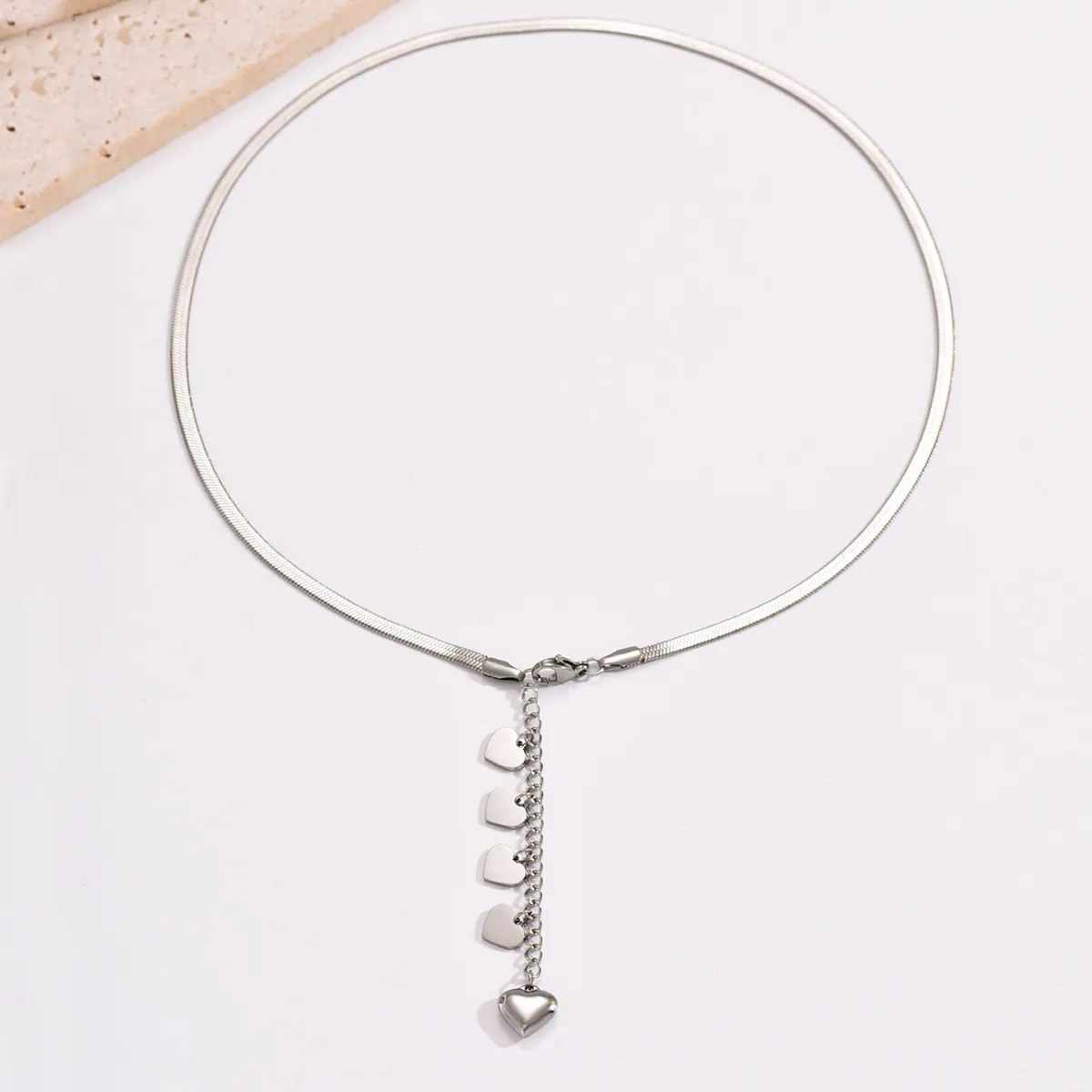 Simple Style Heart Shape Stainless Steel Polishing Pendant Necklace_colorza_3