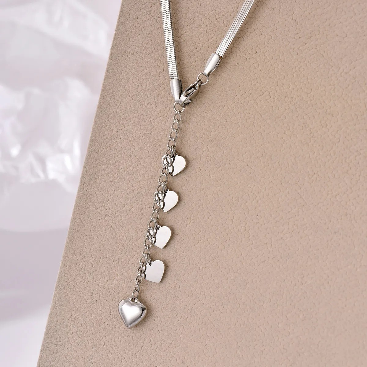 Simple Style Heart Shape Stainless Steel Polishing Pendant Necklace_colorza_4