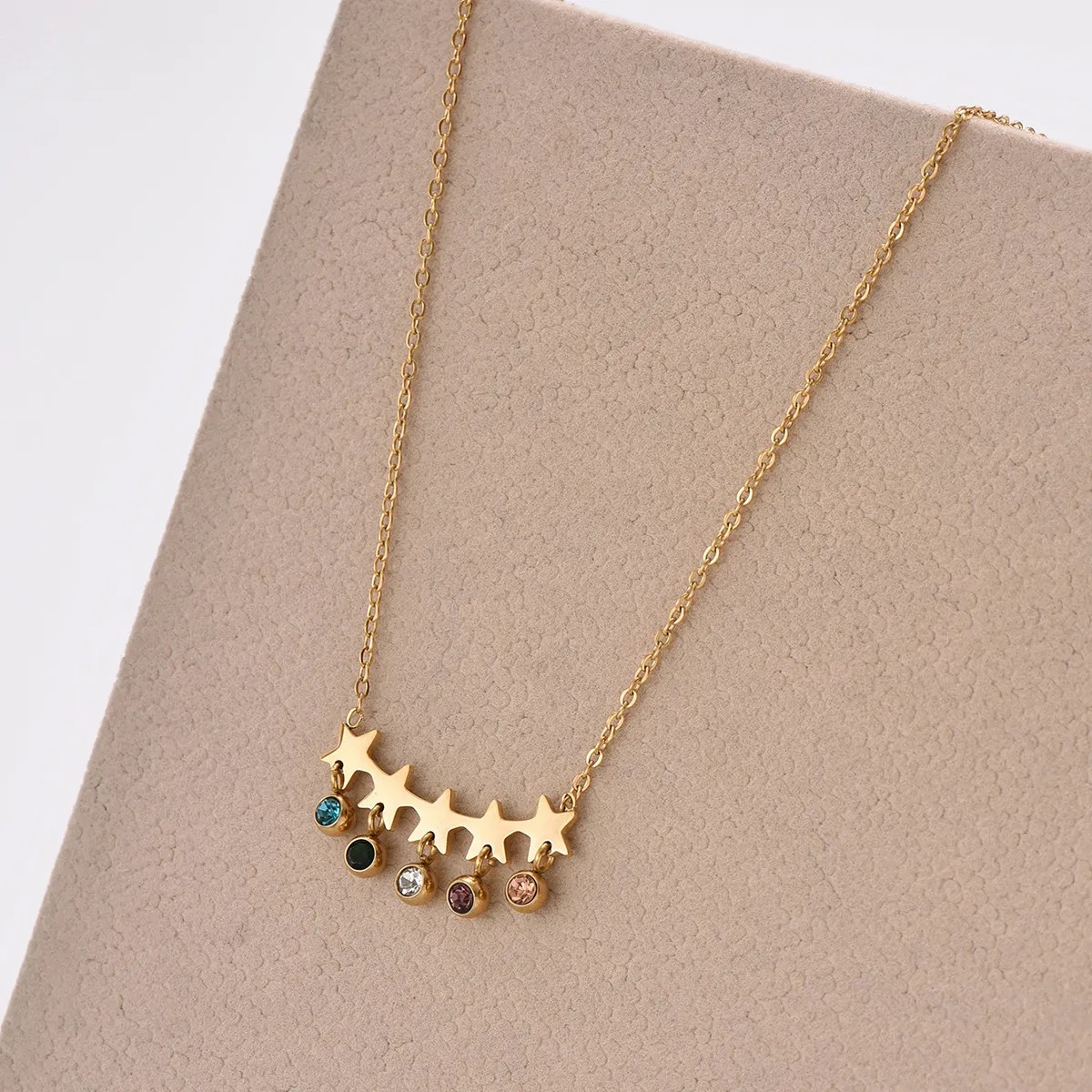 Modern Style Simple Style Star Stainless Steel Plating Inlay Rhinestones 14K Gold Plated Pendant Necklace_colorza_1