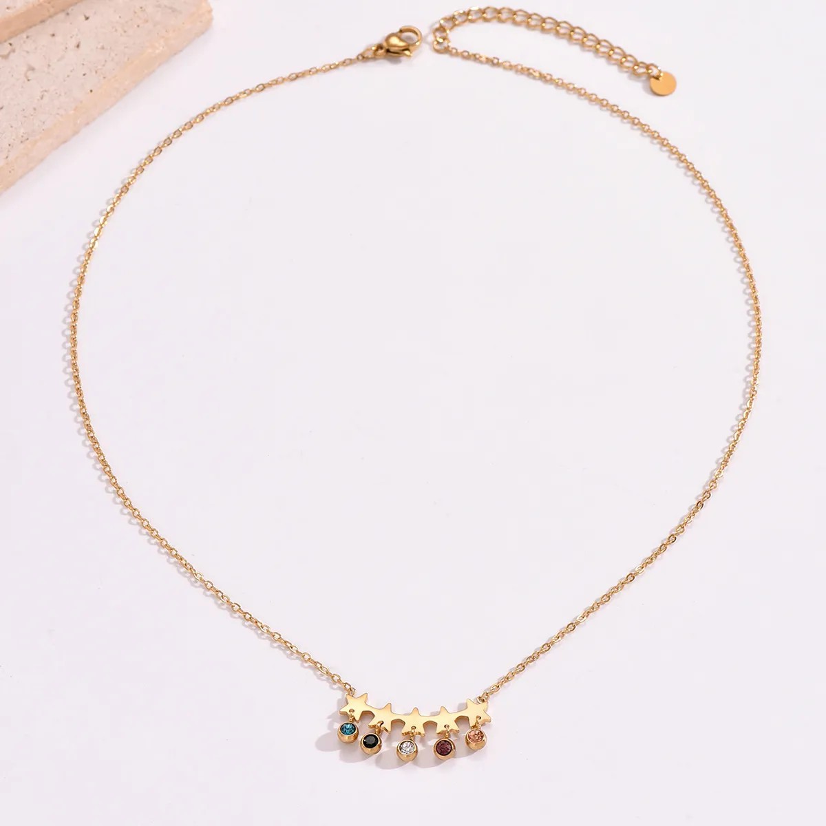 Modern Style Simple Style Star Stainless Steel Plating Inlay Rhinestones 14K Gold Plated Pendant Necklace_colorza_2