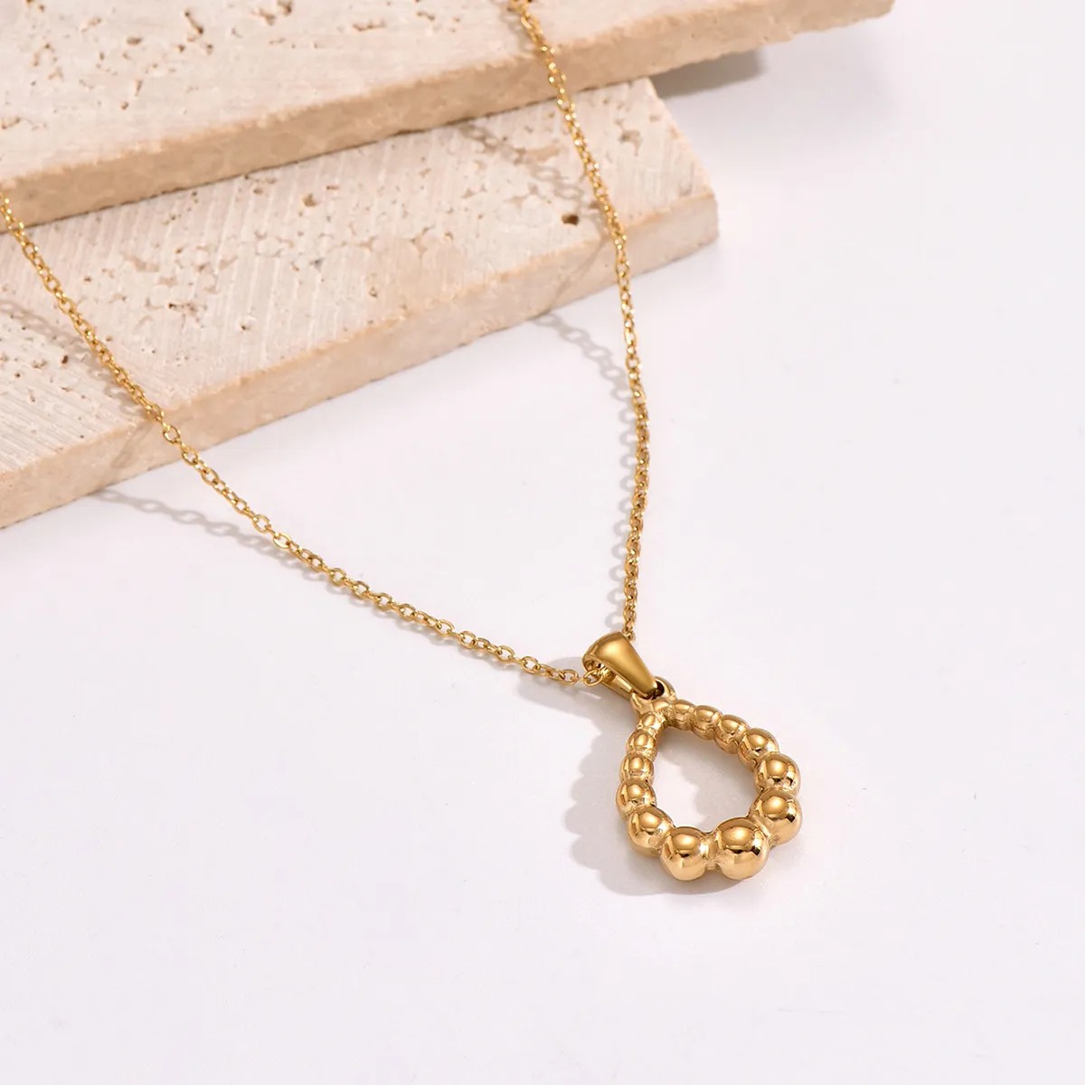 Simple Style Water Droplets Stainless Steel Polishing Plating 14K Gold Plated Pendant Necklace_colorza_2